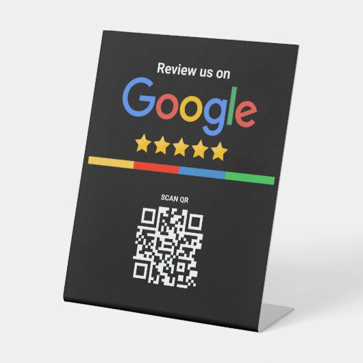Google Review QR Code Black Reclamebord Met Voetstuk (Voorkant)