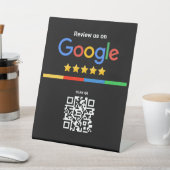 Google Review QR Code Black Reclamebord Met Voetstuk (Insitu)