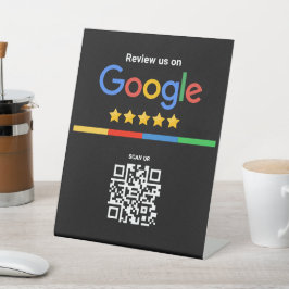 Google Review QR Code Black Reclamebord Met Voetstuk