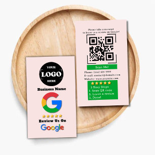 Google Review QR Code Blush Roze Google beoordelin Visitekaartje
