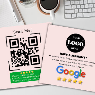 Google Review   QR-code   Blush Roze Modern Vierkante Visitekaartje