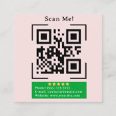 Google Review | QR-code | Blush Roze Modern Vierkante Visitekaartje (Achterkant)