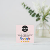 Google Review | QR-code | Blush Roze Modern Vierkante Visitekaartje (Staand voorkant)