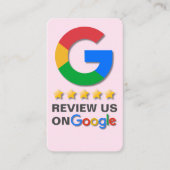 Google Review QR Code Blush Roze Tap naar Review Visitekaartje (Voorkant)