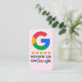 Google Review QR Code Blush Roze Tap naar Review Visitekaartje (Staand voorkant)