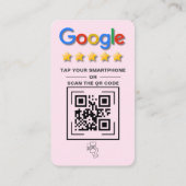 Google Review QR Code Blush Roze Tap naar Review Visitekaartje (Achterkant)