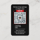 Google Review QR Code Business Card - Black  Visitekaartje (Achterkant)