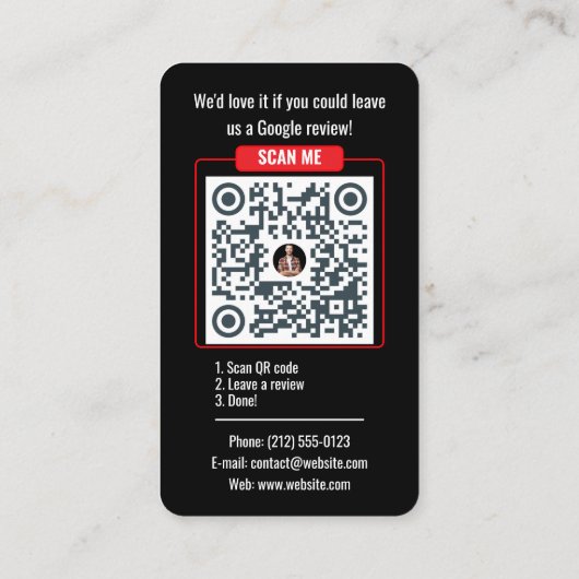 Google Review QR Code Business Card - Black Visitekaartje (Achterkant)