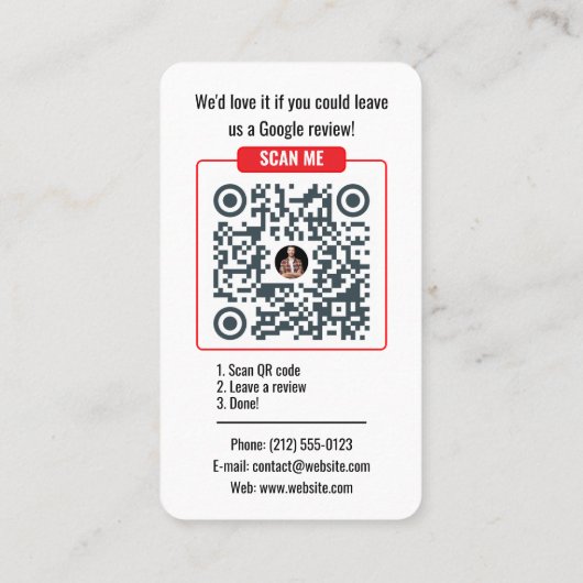 Google Review QR Code Business Card Template Visitekaartje (Achterkant)