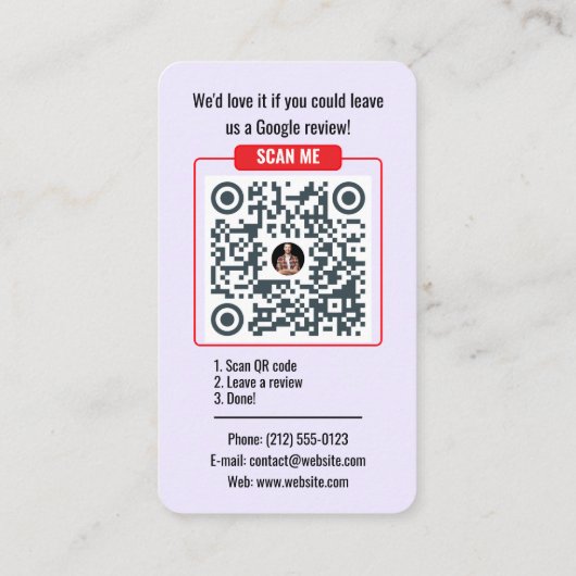 Google Review QR Code Business Card Template Visitekaartje (Achterkant)
