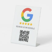 Google Review QR Code Business Reclamebord Met Voetstuk (Voorkant)