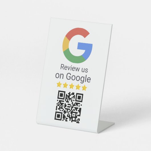 Google Review QR Code Business Tabletop Sign Reclamebord Met Voetstuk (Voorkant)