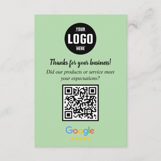 Google Review QR Code Cards | Business Enclosure   Informatiekaartje (Voorkant)