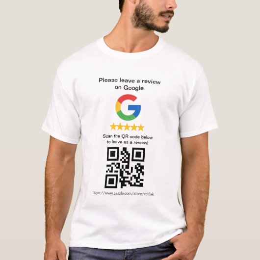 Google Review QR Code Cards,Review Sign T-shirt (Voorkant)