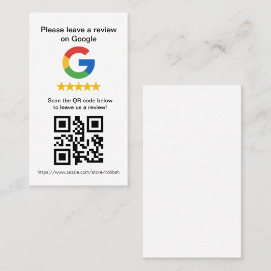 Google Review QR Code Cards,Review Sign Visitekaartje (Voorkant / Achterkant)