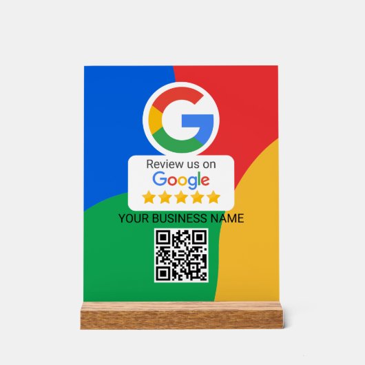Google Review QR Code Colorful Business Acryl Bord (Voorkant)