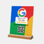 Google Review QR Code Colorful Business Acryl Bord (Hoek)