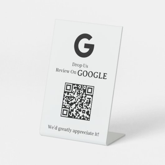 Google Review QR Code | Custom Business Feedback Reclamebord Met Voetstuk (Voorkant)