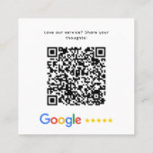 Google Review QR Code Dank U Modern Vierkante Visitekaartje (Achterkant)