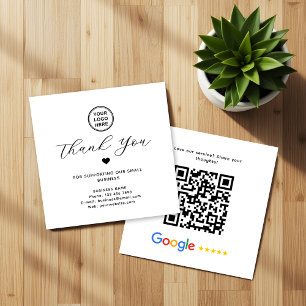 Google Review QR Code Dank U Modern Vierkante Visitekaartje