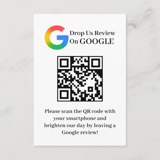 Google Review QR Code Klant Insteekkaart Informatiekaartje (Voorkant)