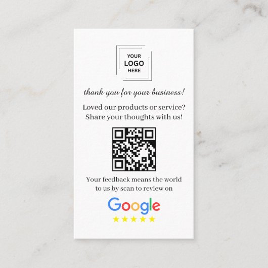 Google Review QR Code Klantfeedbackstijl Visitekaartje (Voorkant)