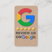 Google Review QR Code Kraft Rustic Tap naar Review Visitekaartje (Voorkant)