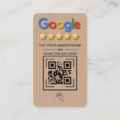 Google Review QR Code Kraft Rustic Tap naar Review Visitekaartje (Achterkant)