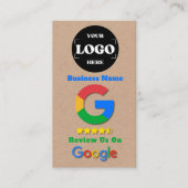 Google Review QR Code Link Kraft Rustic Visitekaartje (Voorkant)