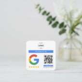 Google Review QR Code Logo Bedankt Minimalist Vierkante Visitekaartje (Staand voorkant)
