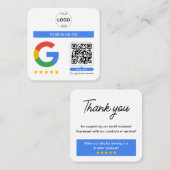 Google Review QR Code Logo Bedankt Minimalist Vierkante Visitekaartje (Voorkant / Achterkant)