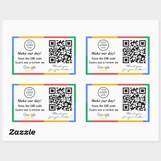 Google Review QR Code Rechthoekige Sticker (Vel)