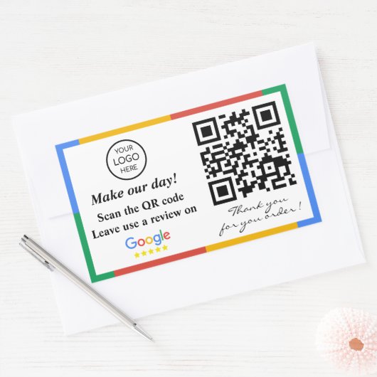 Google Review QR Code Rechthoekige Sticker (Envelop)