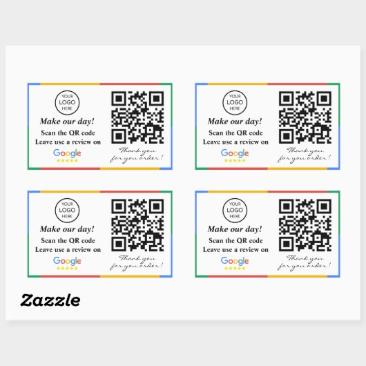 Google Review QR Code Rechthoekige Sticker (Vel)