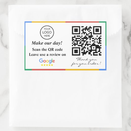 Google Review QR Code Rechthoekige Sticker (Tas)