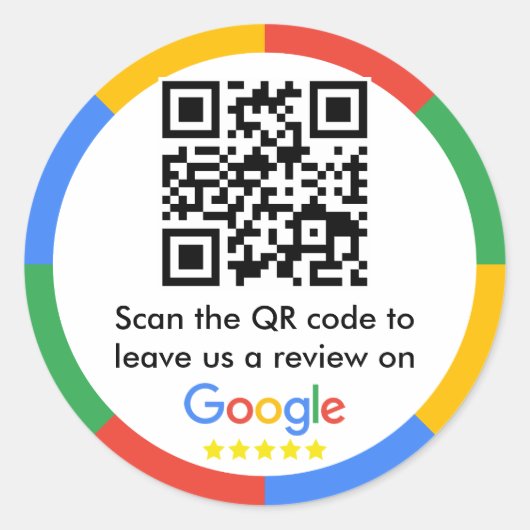 Google Review QR-code Ronde Sticker (Voorkant)