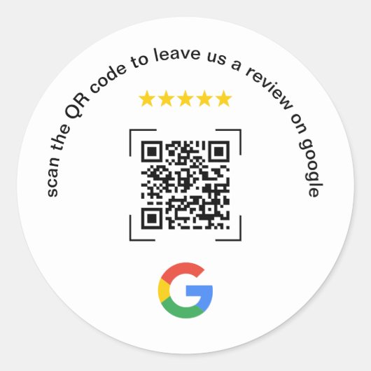 Google Review QR Code Small Business Promotional Ronde Sticker (Voorkant)