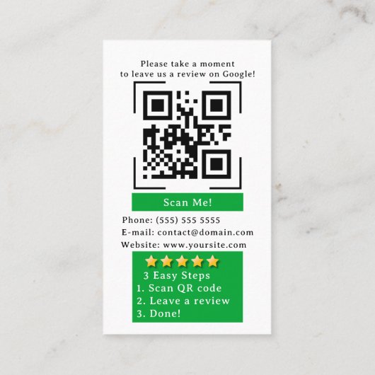 Google Review QR Code Tap naar Review Google Ratin Visitekaartje (Achterkant)