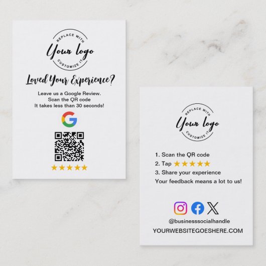 Google Review QR-code verzoek om klantfeedback Visitekaartje (Voorkant / Achterkant)