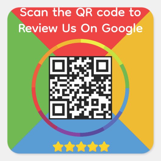 Google Review QR-code Vierkante Sticker (Voorkant)