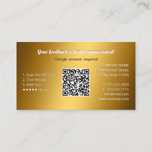 Google Review QR-code Visitekaartje (Achterkant)