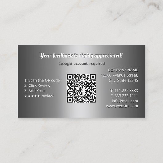 Google Review QR-code Visitekaartje (Achterkant)