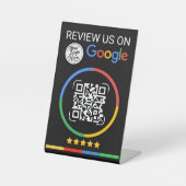 Google Review QR Code with Stars Black Reclamebord Met Voetstuk (Voorkant)