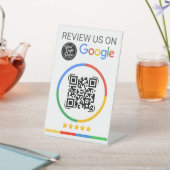 Google Review QR Code with Stars White Reclamebord Met Voetstuk (Insitu)