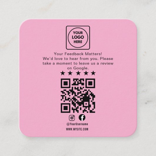 Google Review QR-code Zakelijke Notitiekaart (Voorkant)