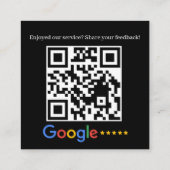 Google Review QR-code Zwarte Vierkant Vierkante Visitekaartje (Achterkant)