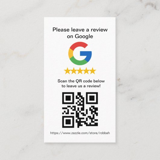 Google Review QR-codekaarten, Review-teken Visitekaartje (Voorkant)