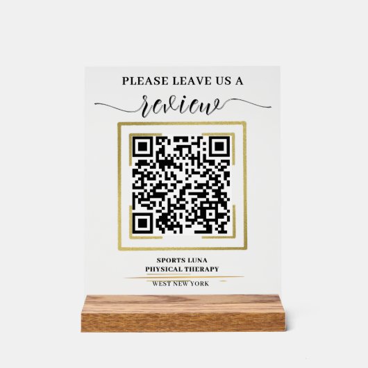 Google Review QR-codeteken - gepersonaliseerd bedr Acryl Bord (Voorkant)