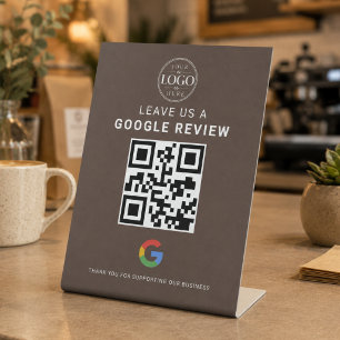 Google Review QR-display Espresso Bruin Reclamebord Met Voetstuk