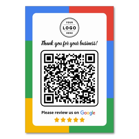 Google Review Request Card  with Logo and QR Code Kaart (Achterkant)